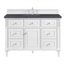 James Martin Vanities 424-V48-BW-3CSP - Lorelai 48'' Single Vanity, Bright White w/ 3 CM Charcoal Soapstone Quartz Top