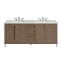 James Martin Vanities 305-V72-WWW-3LDL - Chicago 72'' Double Vanity, Whitewashed Walnut w/ 3 CM Lime Delight Quartz Top