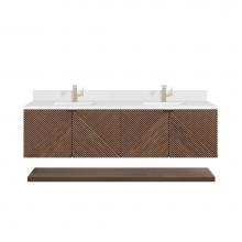 James Martin Vanities D200-V72-CSN-1WZ - Marcello 72'' Double Vanity, Chestnut w/ Single Hole 3 CM White Zeus Top & Backsplas