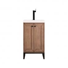 James Martin Vanities E303V20WWMBKWG - Chianti 20'' Single Vanity Cabinet, Whitewashed Walnut, Matte Black, w/ White Glossy Com