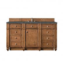 James Martin Vanities 157-V60S-SBR-3PBL - Bristol 60'' Single Vanity, Saddle Brown w/ 3 CM Parisien Bleu Quartz Top