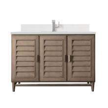 James Martin Vanities 620-V48-WW-1WZ - Portland 48'' Single Vanity Whitewashed Walnut w/ Single Hole 3 CM White Zeus Quartz Top