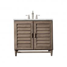 James Martin Vanities 620-V36-WW-3VSL - Portland 36'' Single Vanity Whitewashed Walnut w/ 3 CM Victorian Silver Quartz Top