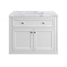 James Martin Vanities 305-V36-GW-3CAR - Chicago 36'' Single Vanity, Glossy White w/ 3 CM Carrara Marble Top