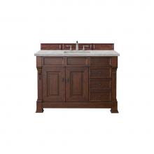 James Martin Vanities 147-114-5286-3VSL - Brookfield 48'' Single Vanity, Warm Cherry w/ 3 CM Victorian Silver Quartz Top