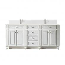 James Martin Vanities 157-V72-BW-1WZ - Bristol 72'' Double Vanity, Bright White w/ Single Hole 3 CM White Zeus Quartz Top &