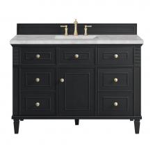 James Martin Vanities 424-V48-BKO-3VSL - Lorelai 48'' Single Vanity, Black Onyx w/ 3 CM Victorian Silver Quartz Top