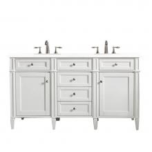 James Martin Vanities 650-V60D-BW-3WZ - Brittany 60'' Bright White Double Vanity w/ 3 CM White Zeus Quartz Top