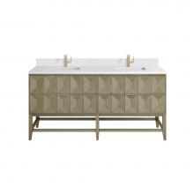 James Martin Vanities D100-V72-PBO-1WZ - Emmeline 72'' Double Vanity, Pebble Oak w/ Single Hole 3 CM White Zeus Top & Backspl