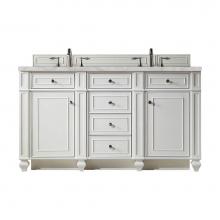 James Martin Vanities 157-V60D-BW-3VSL - Bristol 60'' Double Vanity, Bright White w/ 3 CM Victorian Silver Quartz Top