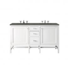 James Martin Vanities E444-V60D-GW-3GEX - Addison 60'' Double Vanity, Glossy White w/ 3 CM Grey Expo Quartz Top