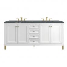 James Martin Vanities 305-V72-GW-3PBL - Chicago 72'' Double Vanity, Glossy White w/ 3 CM Parisien Bleu Top