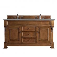 James Martin Vanities 147-114-5671-3GEX - Brookfield 60'' Double Vanity, Country Oak w/ 3 CM Grey Expo Quartz Top