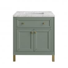 James Martin Vanities 305-V30-SC-3EJP - Chicago 30'' Single Vanity, Smokey Celadon w/ 3 CM Eternal Jasmine Pearl Top