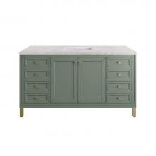 James Martin Vanities 305-V60S-SC-3EJP - Chicago 60'' Single Vanity, Smokey Celadon w/ 3 CM Eternal Jasmine Pearl Top