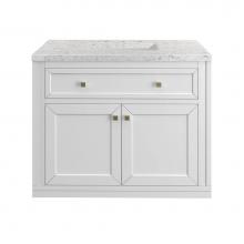 James Martin Vanities 305-V36-GW-3EJP - Chicago 36'' Single Vanity, Glossy White w/ 3 CM Eternal Jasmine Pearl Top