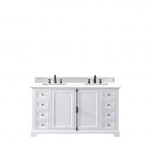 James Martin Vanities 238-105-V60D-BW-3WZ - Providence 60'' Double Vanity Cabinet, Bright White, w/ 3 CM White Zeus Quartz Top