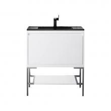 James Martin Vanities 805-V31.5-GW-BN-CH - Mantova 31.5'' Single Vanity, Glossy White, Brushed Nickel Base w/ Charcoal Black Compos