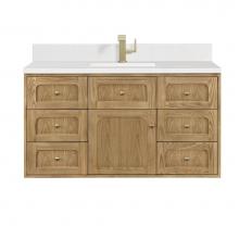 James Martin Vanities 545-V48-LNO-1WZ - Laurent 48'' Single Vanity, Light Natural Oak w/ Single Hole 3 CM White Zeus Top & B