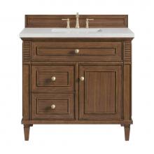 James Martin Vanities 424-V36-WLT-3LDL - Lorelai 36'' Single Vanity, Mid-Century Walnut w/ 3 CM Lime Delight Quartz Top