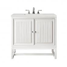 James Martin Vanities E645-V30-GW-3LDL - Athens 30'' Single Vanity, Glossy White w/ 3 CM Lime Delight Quartz Top