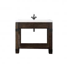 James Martin Vanities C205V39.5RSAWG - Brooklyn 39.5'' Wooden Sink Console, Rustic Ash w/ White Glossy Composite Countertop