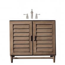 James Martin Vanities 620-V36-WW-3WZ - Portland 36'' Single Vanity Whitewashed Walnut, w/ 3 CM White Zeus Quartz Top