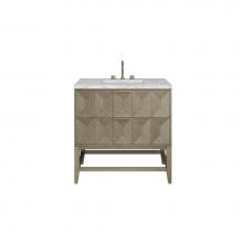 James Martin Vanities D100-V36-PBO-3VSL - Emmeline 36'' Single Vanity, Pebble Oak w/ 3 CM Victorian Silver Top