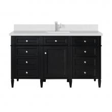 James Martin Vanities 650-V60S-BKO-1WZ - Brittany 60'' Single Vanity, Black Onyx w/ Single Hole 3 CM White Zeus Quartz Top &