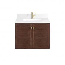 James Martin Vanities 670-V30-WLT-1WZ - Amberly 30'' Single Vanity, Mid-Century Walnut w/ Single Hole 3 CM White Zeus Top &