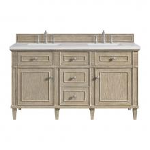 James Martin Vanities 424-V60D-WWO-3AF - Lorelai 60'' Double Vanity, Whitewashed Oak w/ 3 CM Arctic Fall Solid Surface Top