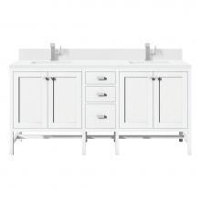 James Martin Vanities E444-V72-GW-1WZ - Addison 72'' Double Vanity, Glossy White w/ Single Hole 3 CM White Zeus Quartz Top &