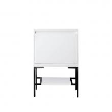 James Martin Vanities 805-V23.6-GW-MB - Mantova 23.6'' Single Vanity Cabinet, Glossy White, Matte Black Base