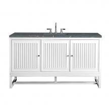 James Martin Vanities E645-V60S-GW-3PBL - Athens 60'' Single Vanity, Glossy White w/ 3 CM Parisien Bleu Quartz Top