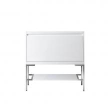 James Martin Vanities 805-V35.4-GW-BNK - Mantova 35.4'' Single Vanity Cabinet, Glossy White, Brushed Nickel Base