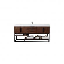 James Martin Vanities 388-V72S-CFO-MB-GW - Columbia 72'' Single Vanity, Coffee Oak, Matte Black w/ Glossy White Composite Top