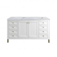 James Martin Vanities 305-V60D-GW-3CAR - Chicago 60'' Double Vanity, Glossy White w/ 3 CM Carrara Marble Top