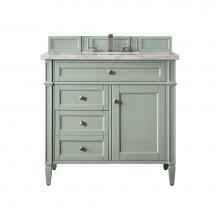 James Martin Vanities 650-V36-SGR-3VSL - Brittany 36'' Single Vanity, Sage Green w/ 3 CM Victorian Silver Quartz Top