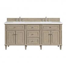 James Martin Vanities 424-V72-WWO-3WZ - Lorelai 72'' Double Vanity, Whitewashed Oak w/ 3 CM White Zeus Quartz Top