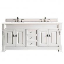 James Martin Vanities 147-V72-BW-3WZ - Brookfield 72'' Double Vanity, Bright White w/ 3 CM White Zeus Quartz Top