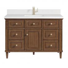 James Martin Vanities 424-V48-WLT-1WZ - Lorelai 48'' Single Vanity, Mid-Century Walnut w/ Single Hole 3 CM White Zeus Quartz Top