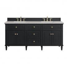 James Martin Vanities 424-V72-BKO-3EJP - Lorelai 72'' Double Vanity, Black Onyx w/ 3 CM Eternal Jasmine Pearl Quartz Top