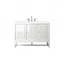 James Martin Vanities E645-V48-GW-3WZ - Athens 48'' Single Vanity, Glossy White w/ 3 CM White Zeus Quartz Top