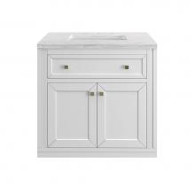 James Martin Vanities 305-V30-GW-3AF - Chicago 30'' Single Vanity, Glossy White w/ 3 CM Arctic Fall Top