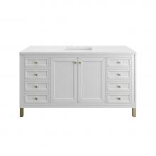 James Martin Vanities 305-V60S-GW-3WZ - Chicago 60'' Single Vanity, Glossy White w/ 3 CM White Zeus Top