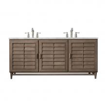 James Martin Vanities 620-V72-WW-3VSL - Portland 72'' Double Vanity Whitewashed Walnut w/ 3 CM Victorian Silver Quartz Top