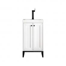 James Martin Vanities E303V20GWMBKWG - Chianti 20'' Single Vanity Cabinet, Glossy White, Matte Black, w/ White Glossy Composite