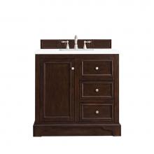 James Martin Vanities 825-V36-BNM-3WZ - De Soto 36'' Single Vanity, Burnished Mahogany w/ 3 CM White Zeus Quartz Top