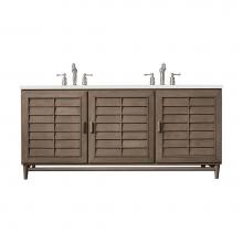 James Martin Vanities 620-V72-WW-3LDL - Portland 72'' Double Vanity Whitewashed Walnut w/ 3 CM Lime Delight Quartz Top