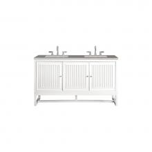 James Martin Vanities E645-V60D-GW-3GEX - Athens 60'' Double Vanity, Glossy White w/ 3 CM Grey Expo Quartz Top